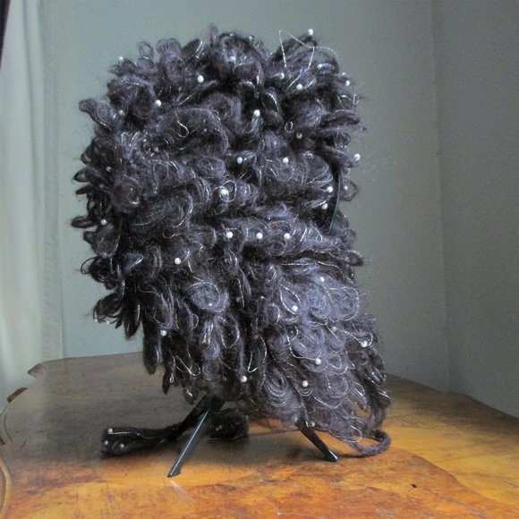 NWOT Shaggy Loop Knit Pearl Bead Wool Blend Trapper Hat - Picture 4 of 10